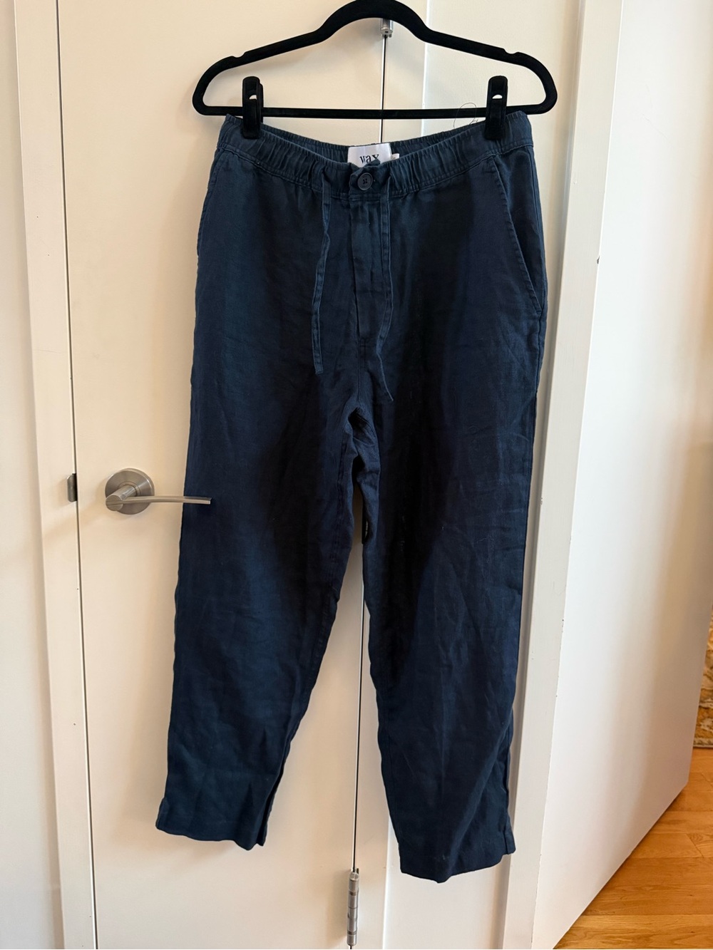 Men's Navy Relaxed Linen-Blend Chinos